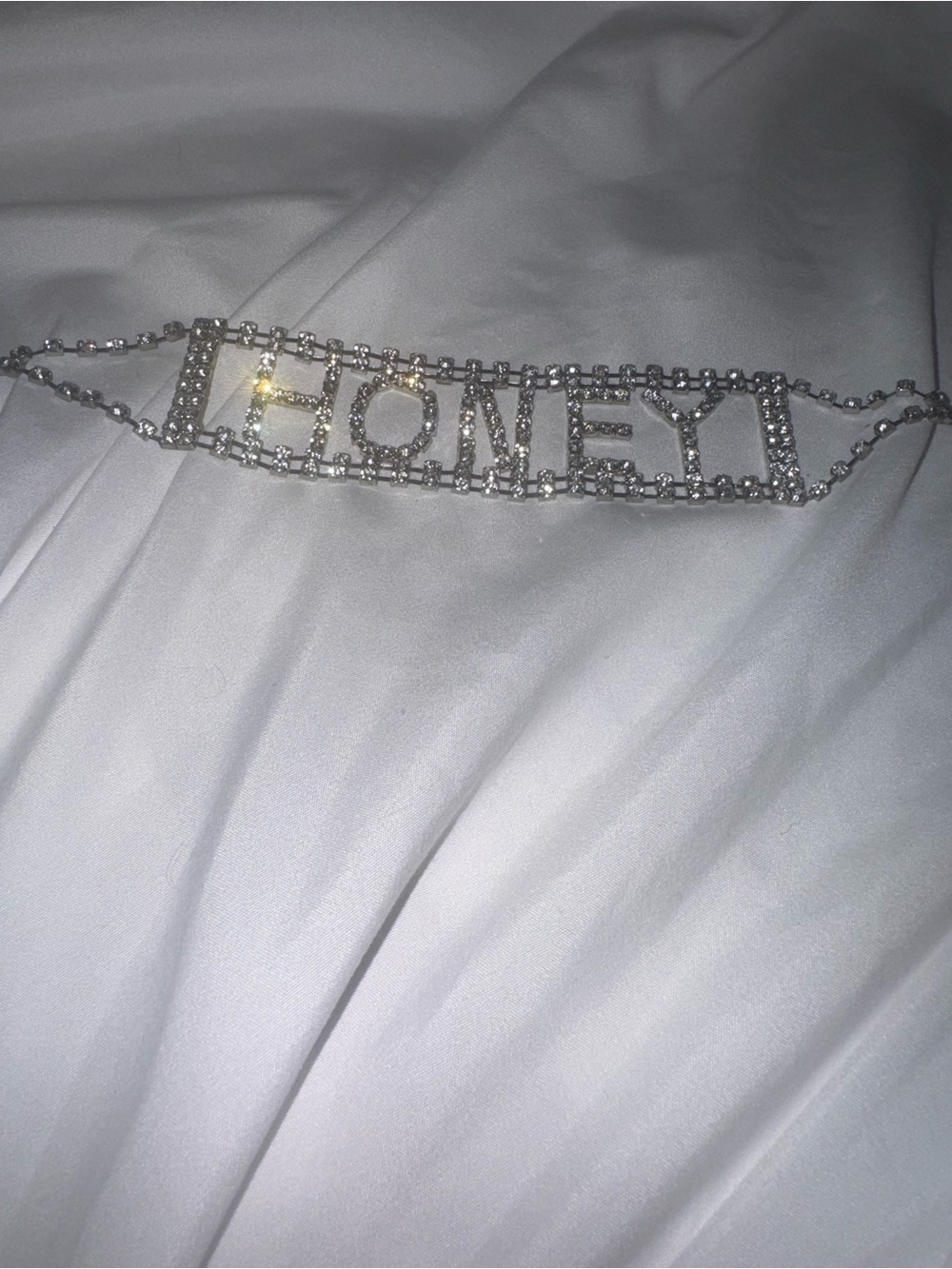 Silver 'HONEY' Crystal Nameplate Necklace - Fashion Women Accessories